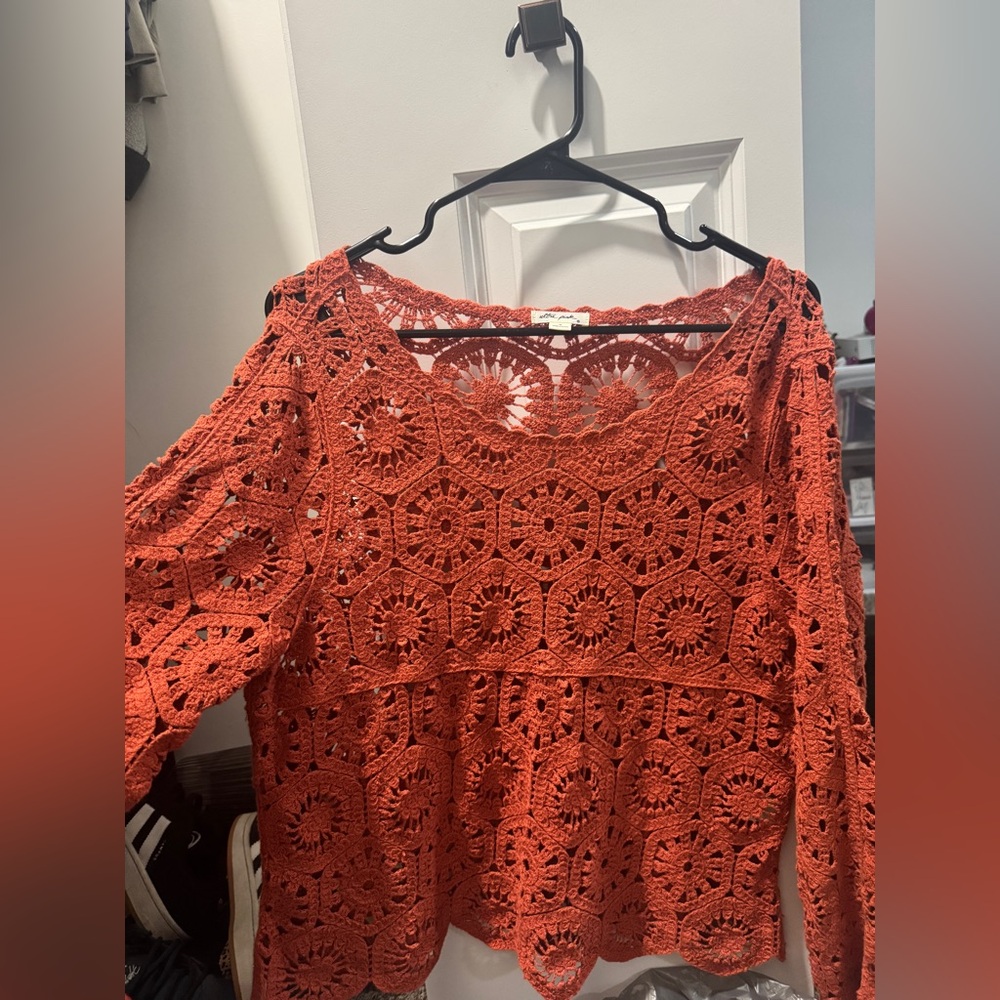 Ultra Pink Vibrant Orange Crochet Top